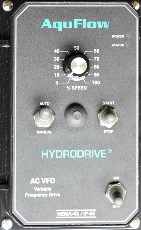 The HydroDrive AC Variable Frequency Drive is a variable speed control in a NEMA-4X / IP-65 washdown, watertight enclosure